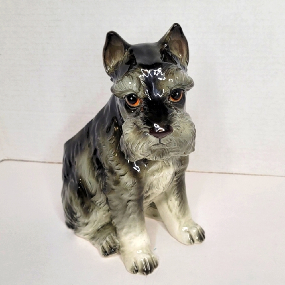 Schnauzer Terrier Dog Vintage Ceramic Planter Vase Japan Mold Relpo 1895 - Picture 2 of 14